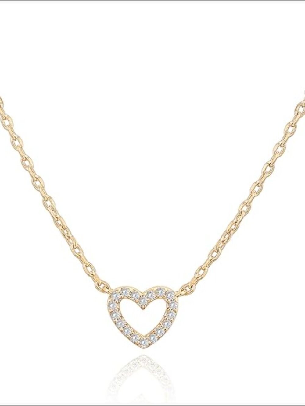 14K Gold Plated Cubic Zirconia Heart Pendant Necklace